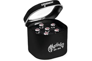 LUXE BY MARTIN® Acoustic Guitar Bridge Pins – Chrome with Red Inlay | Liquidmetal® Construction for Increased Volume and Sustain | Set of 6