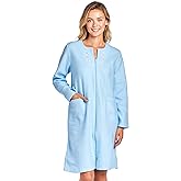 Casual Nights Women's Long Sleeve Zip Up Front Short Fleece Robe
