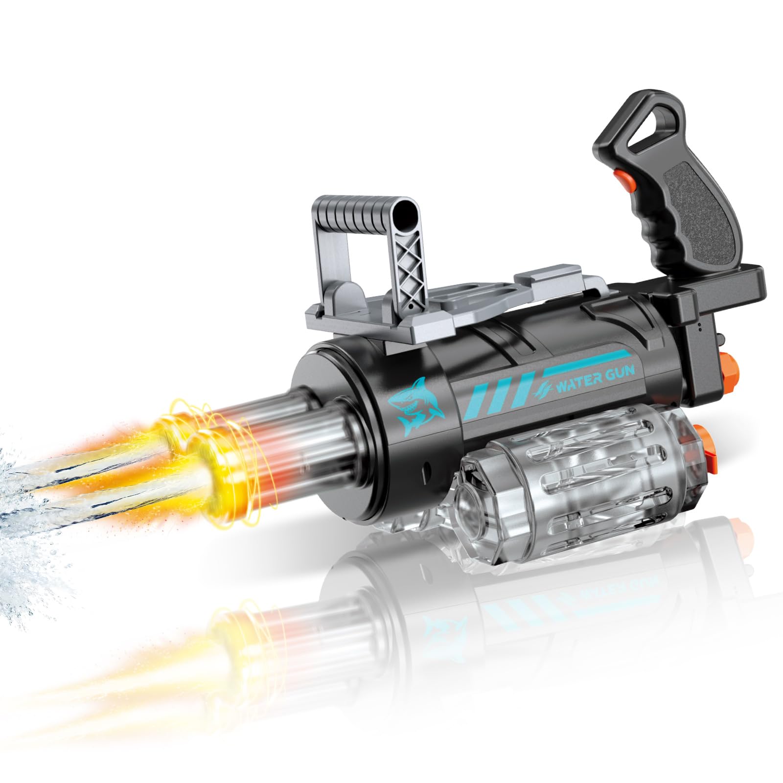 UROINT Electric Water Gun for Kids, Powerful Automatic Water Pistol Blaster Toys with Led Light, Transparent Squirt Gun Electric Long Range Pool Party Gift for Adult Boys Girls (Gatling Black)