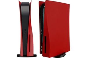 MEGADREAM Hard ABS Replacement Faceplate for PS5 Disc Edition Panels Case Cover Shell Skin Compatible with PlayStation 5 (CD-ROM) Accessories - Shockproof, Anti-Scratch & Dustproof Faceplate (Red)