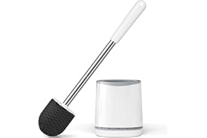 Toilet Brush, Toilet Brush and Holder with 304 Stainless Steel Handle, Space Saving Toilet Bowl Brush for Storage, Durable Br