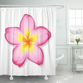 Amazon Com Emvency Shower Curtain White Hawaiian Pink Frangipani