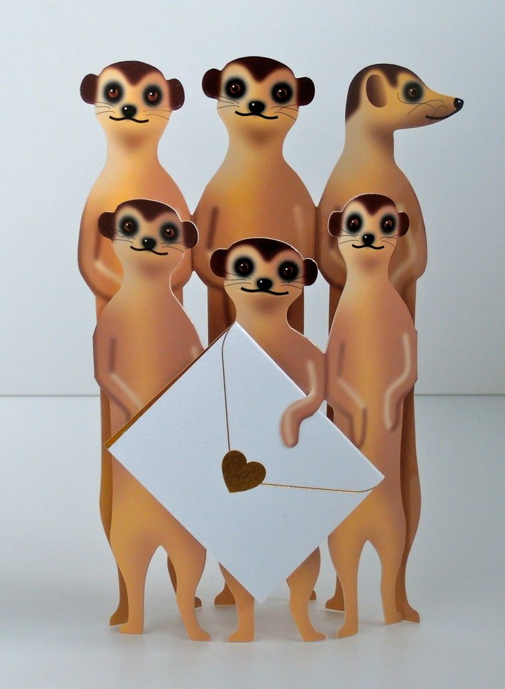 Meerkat Shape Stand up Card - Meerkats 038 Natural