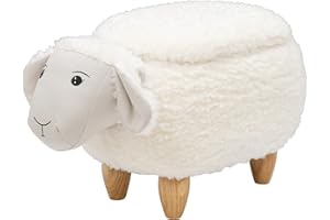 Pearington Sheep Ottoman with Storage, Furniture for Living Room, Gameroom, Playroom, Bedroom Décor, Soft Animal-Shaped, White