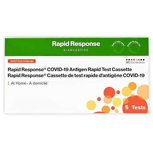 BTNX's Rapid Response COVID-19 Antigen Rapid Test Cassette – At home health care, results in 10 minutes, easy to use, nasal swab, self-testing (5 Tests) Expiration Date: Oct 15, 2026.