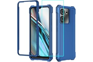 Lozeguyc for BLU View 5 B160V Case with Screen Protector,Full Body Protection Front PC Back Soft Silicone Bumper,Heavy Duty Protection Shockproof Phone Case for BLU F5 5G Blue