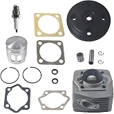 Supermotorparts 50mm Cylinder Head CNC Cylinder Head Cover Piston Set For 100cc 2 Stroke Engine Motorized Bicycle Bike Motor (Black)