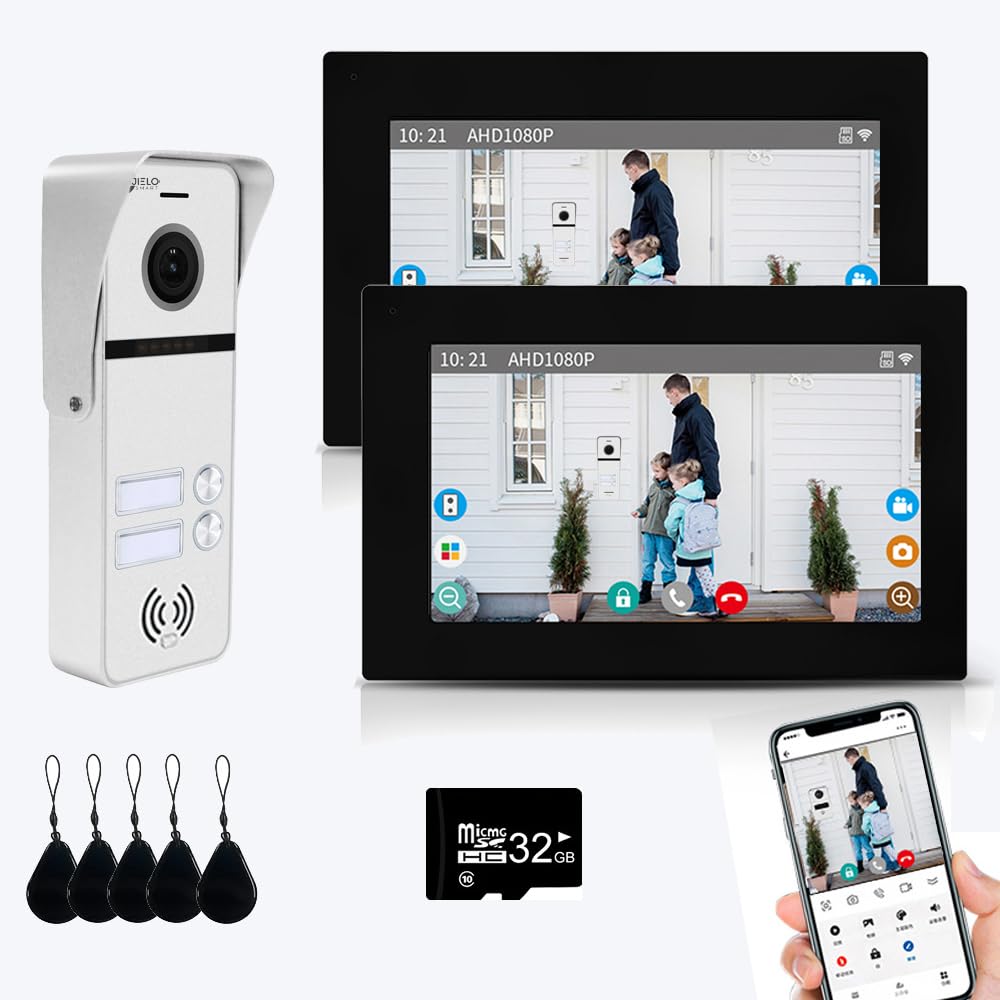 Photo 1 of Wired Apartment Video Intercom System 2 Units 7 Inches Touch Monitor Wireless WiFi Video Doorbell System,Video Door Phone Kit,Indoor Outdoor Support Monitoring, Unlock, Dual Way Intercom for Home