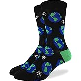 Good Luck Sock Men's Planet Earth Socks, Adult, Shoe Size 7-12