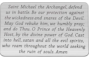 FEELMEM Religious Gift Michael The Archangel Prayer Wallet Card Protect Us Metal Wallet Insert Military Jewelry Gift
