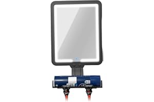 Shower Mirror Fogless for Shaving 9x7 Heated Fog Free Shower Mirror with 3 Dimmable Lights, Adjustable Angle, Extendable Rack