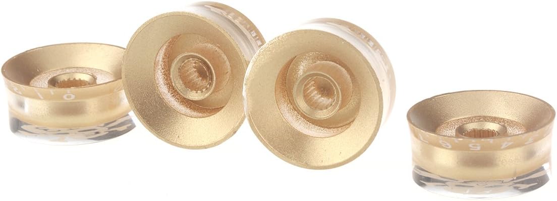 Musiclily Basic Metric Speed Knobs Tone Volume Control Knobs for Epiphone Les Paul SG Electric Guitar Gold with White Skull Logo (Set of 4) - Image 3