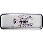 RippleTriple Enamelware Serving Tray, Handcrafted, Versatile Food Display, Fish and Lobster Pattern (White Lobster - Narrow)