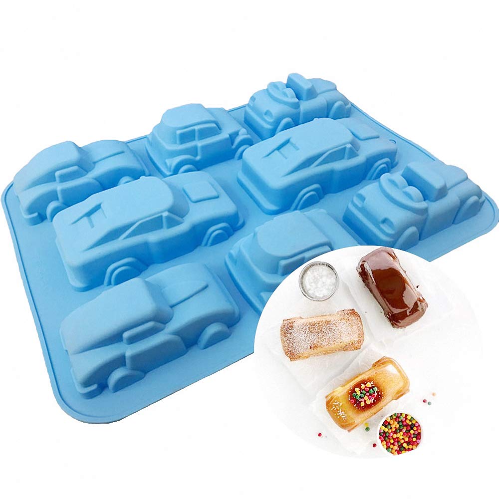 Car Soap Mold - MoldFun Large Size 12.6" x 9.5" Auto Silicone Mold Tray for Baking Muffin Cake Cupcake, Making Jello Chocolate Ice Cube Bath Bomb Plaster of Paris
