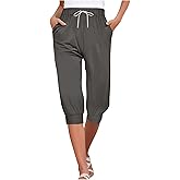 MSONWANY Women's Plus Size Capri Sweatpants Joggers Casual Sports Cropped Lounge Pants High Waisted Athletic with Pockets