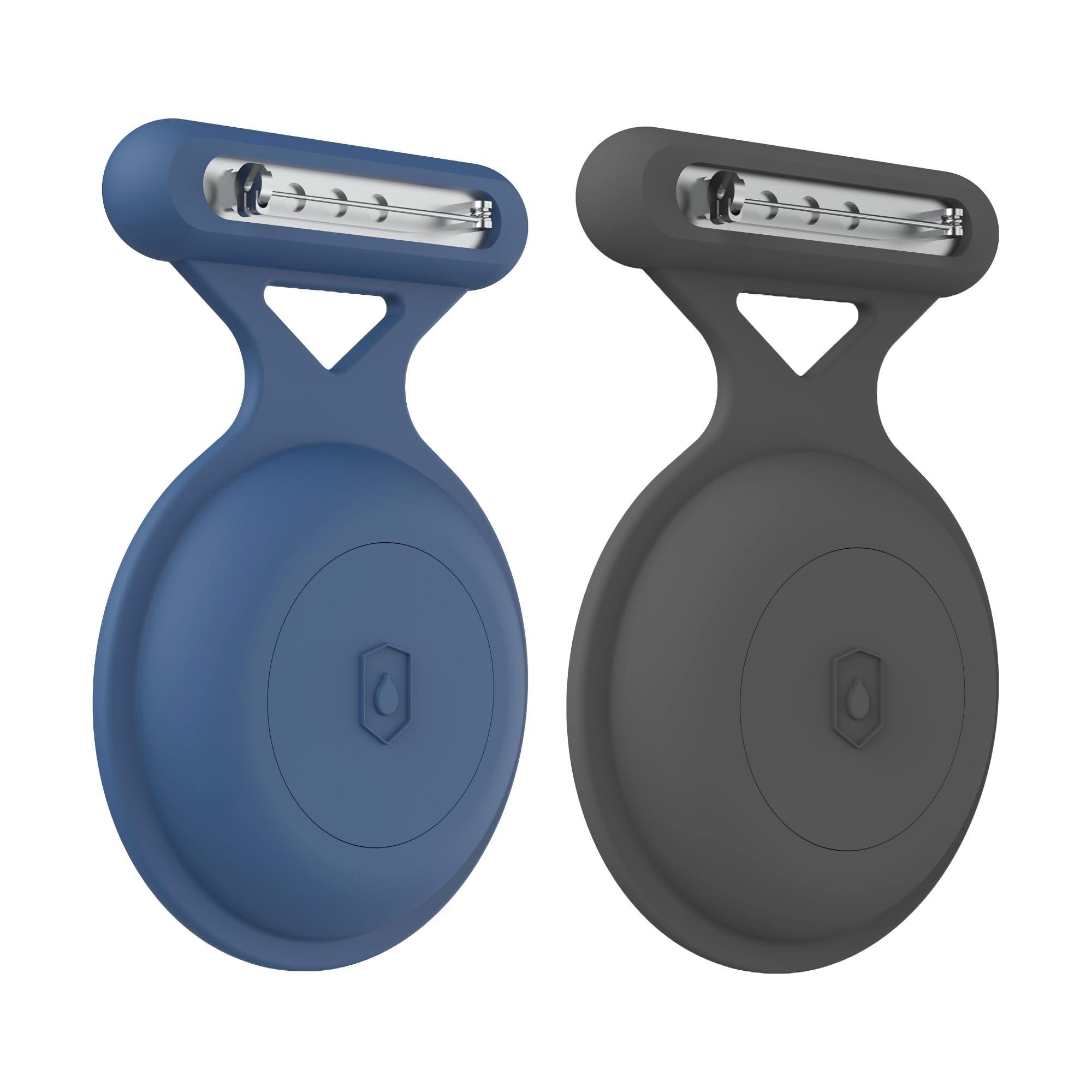 AirTag Case with Safety Pin | Attach Hidden in Toddler, Kid and Elderly Dress | Upgraded Waterproof, Anti-Lost & Dustproof Design | AirTag 2021 Compatible (Blue & Gray - 2 Pack)