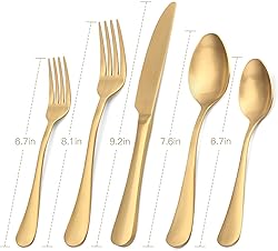 Matte Gold Silverware Set,SHARECOOK Satin Finish