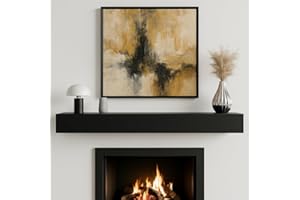 Ortaville 72" Floating Mantel Shelf - Modern White Fireplace Mantel with Matte Lacquer Finish for Living Room Elegance (72", Black)