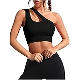 SweatyRocks Women's Sports Bras Cut Out One Shoulder Workout Yoga Bra Athletic Running Gym Crop Tops