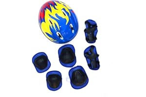 aqxreight 7pcs Set Kids Protective Gear with Helmet Knee Pads Elbow Pads Wrist for Roller Skates Kids Protective Gear for Rol