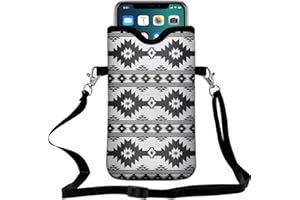 FREZORA Cell Phone Sleeves Bag Case Crossbody Neoprene Holder Lanyard Phone Pouch for Women Men 7.5 X 4.5 Inches - Bohemia