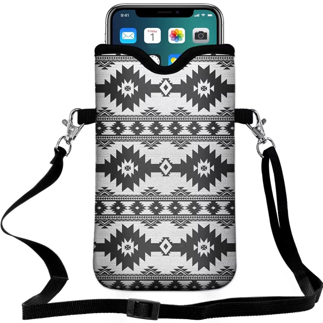 Photo 1 of FREZORA Cell Phone Sleeves Bag Case Crossbody Neoprene Holder Lanyard Phone Pouch for Women Men 7.5 X 4.5 Inches - Bohemia