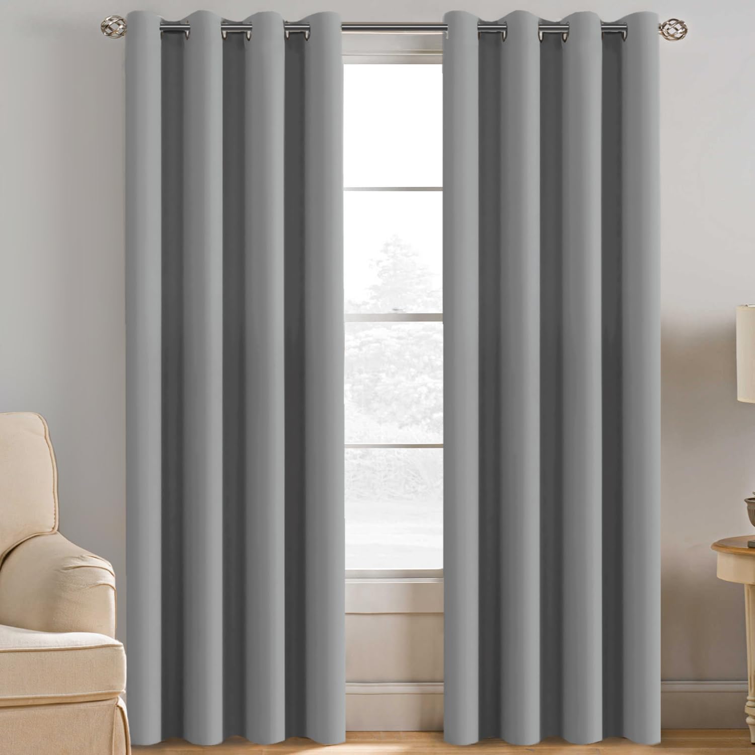 Photo 1 of H.VERSAILTEX Blackout Curtain for Living Room Thermal Insulated Window Treatment Curtain Extra Long 108 inch Length Energy Saving Solid Grommet Top Blackout Drape, One Panel, Dove Gray, 52"W x 108"L
