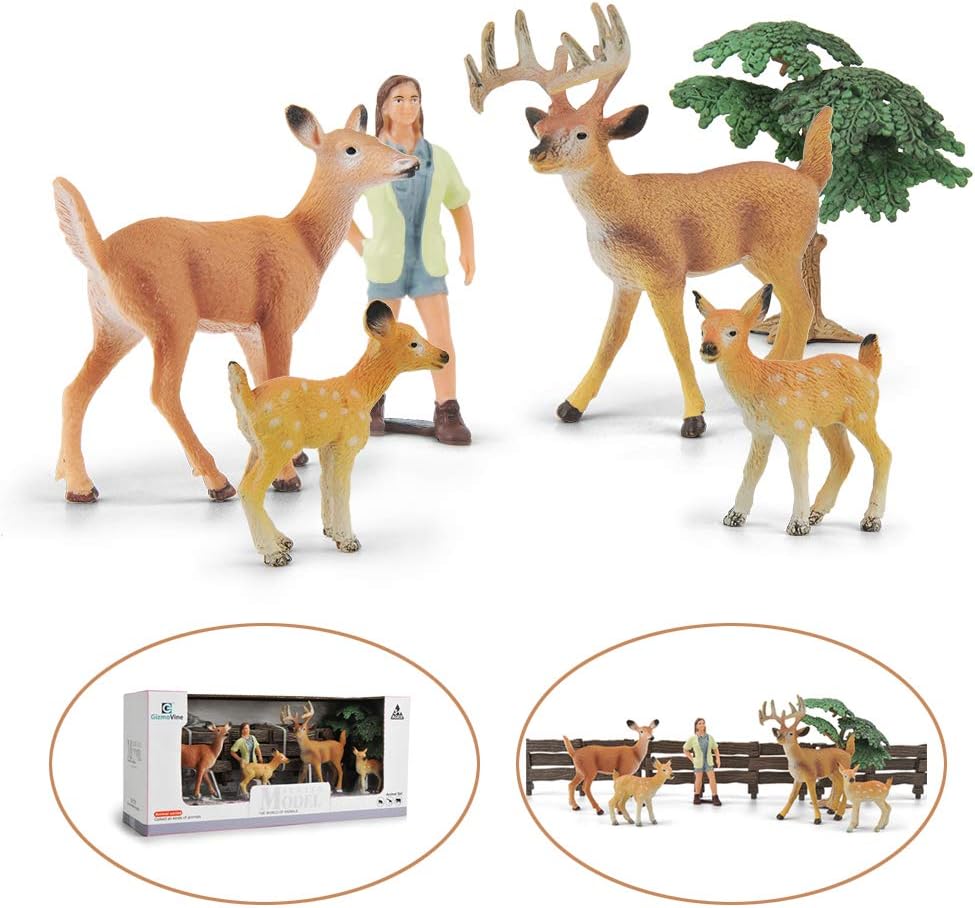 GizmoVine Toy for 3 Years Old, Animals Toys with Gifts Box Deers Toys and Farms for Kids, Birthday Gift and Home Decoration Set
