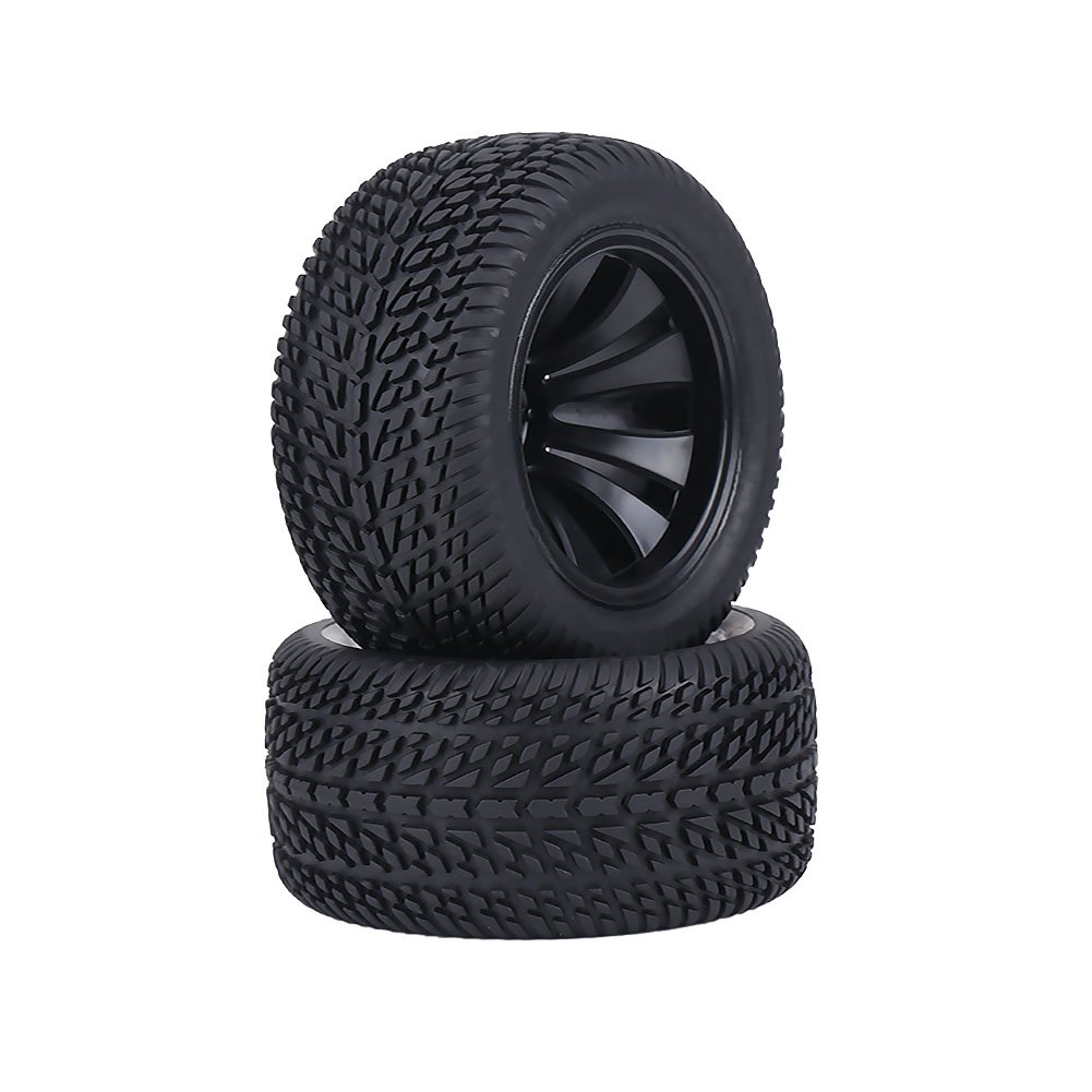 2Pcs RC Car Tires, Rubber Tyre Tires & Plastic Hubs Wheel for 1:12 RC Car Racing Car Truck Deformation Model
