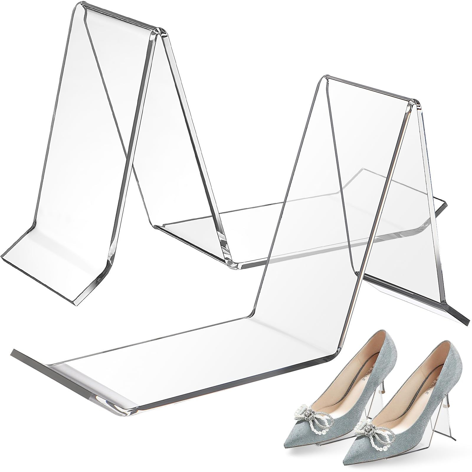 iplusmile 2pcs Shoe Display Stand Clear Acrylic Sandal Shoes Stand High Heel Holder Rack Shoe Riser Support Shelf for Shoe Store Clothing Shopping Mall Countertop