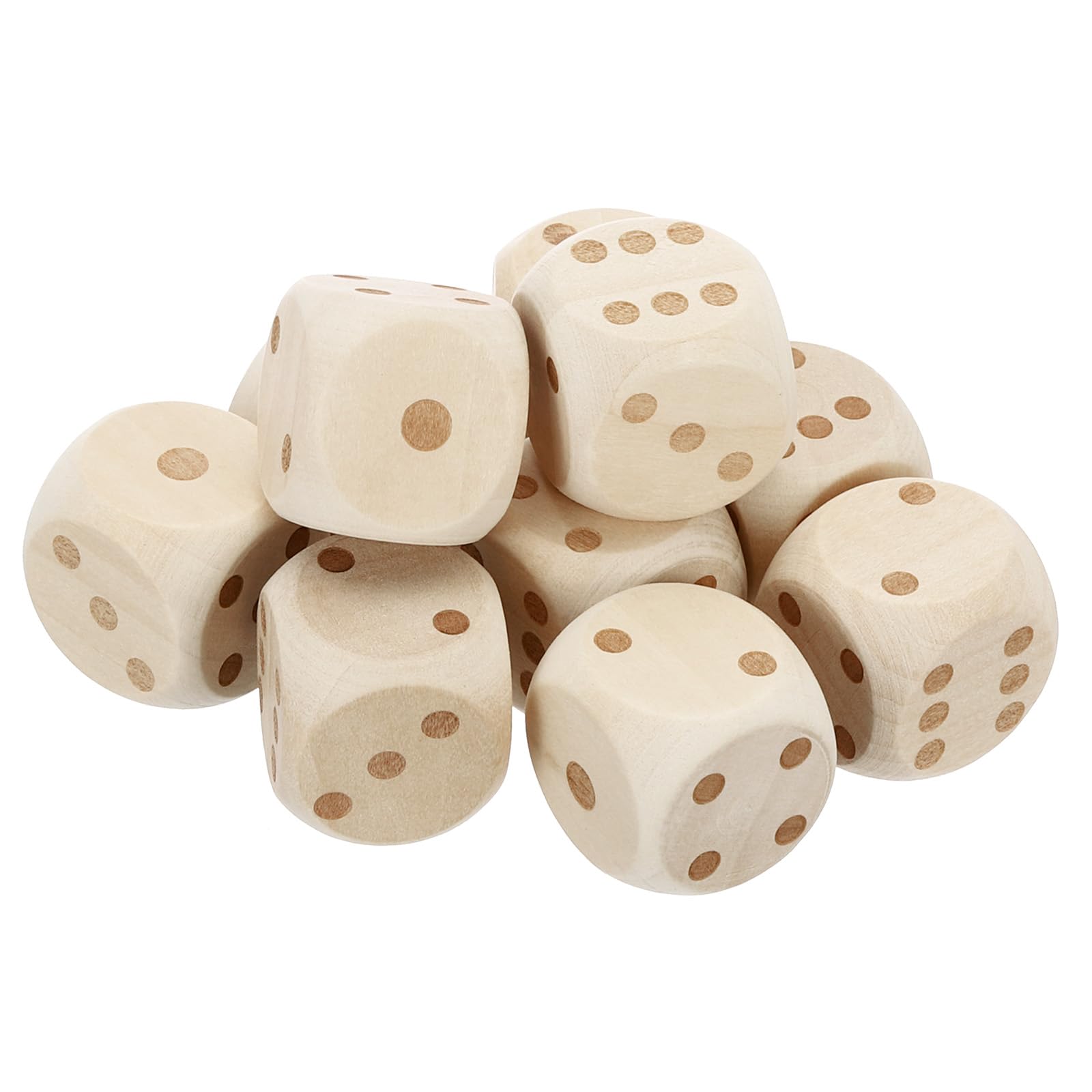 PATIKIL 20mm Wooden Dice, 10Pcs Numbers 1-6 Cube Dice with Round Corner 6 Sides Square Wood Blocks for DIY Craft Projects