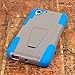 HTC Desire Eye Case, MPERO IMPACT X Series Dual Layered Tough Durable Shock Absorbing Silicone Polycarbonate Hybrid Kickstand Case for Desire Eye [Perfect Fit & Precise Port Cut Outs] - Blue / Gray