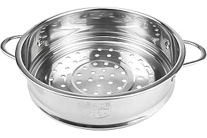 LNQ LUNIQI Stainless Steel Steamer Pot 7 Inches Round Cooking Rack Food Steamer Basket Insert for Kitchen Dim Sum Dumplings B