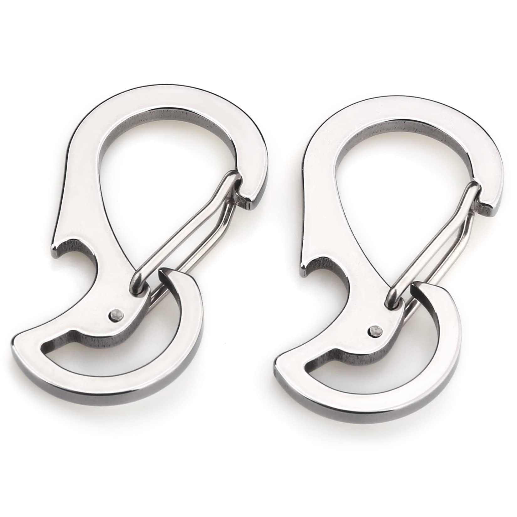 SUPDMZJ 2pcs Stainless Steel 420 Multifunctional Key Chain, Backpack Hook, Carabiner, Bottle Opener., Silver