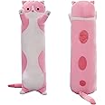 SHINUOER Long Cat Plush Pillow Cute Cat Body Pillow,Pink Cat Stuffed Animals Soft Plushies Kawaii Stuffed Kitten Plush Toy Gift for Kids Girlfriend(Pink, 19.7Inch)