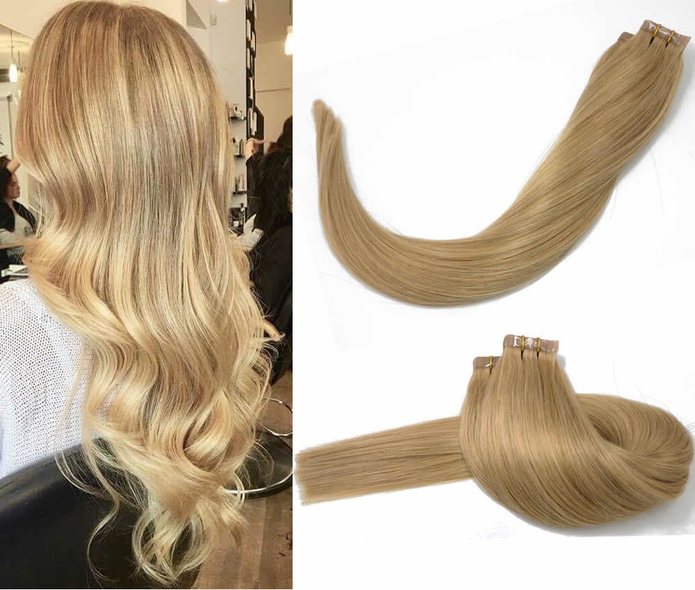 Tape in Hair Extensions 27 Honey Blonde 100 Remy Human