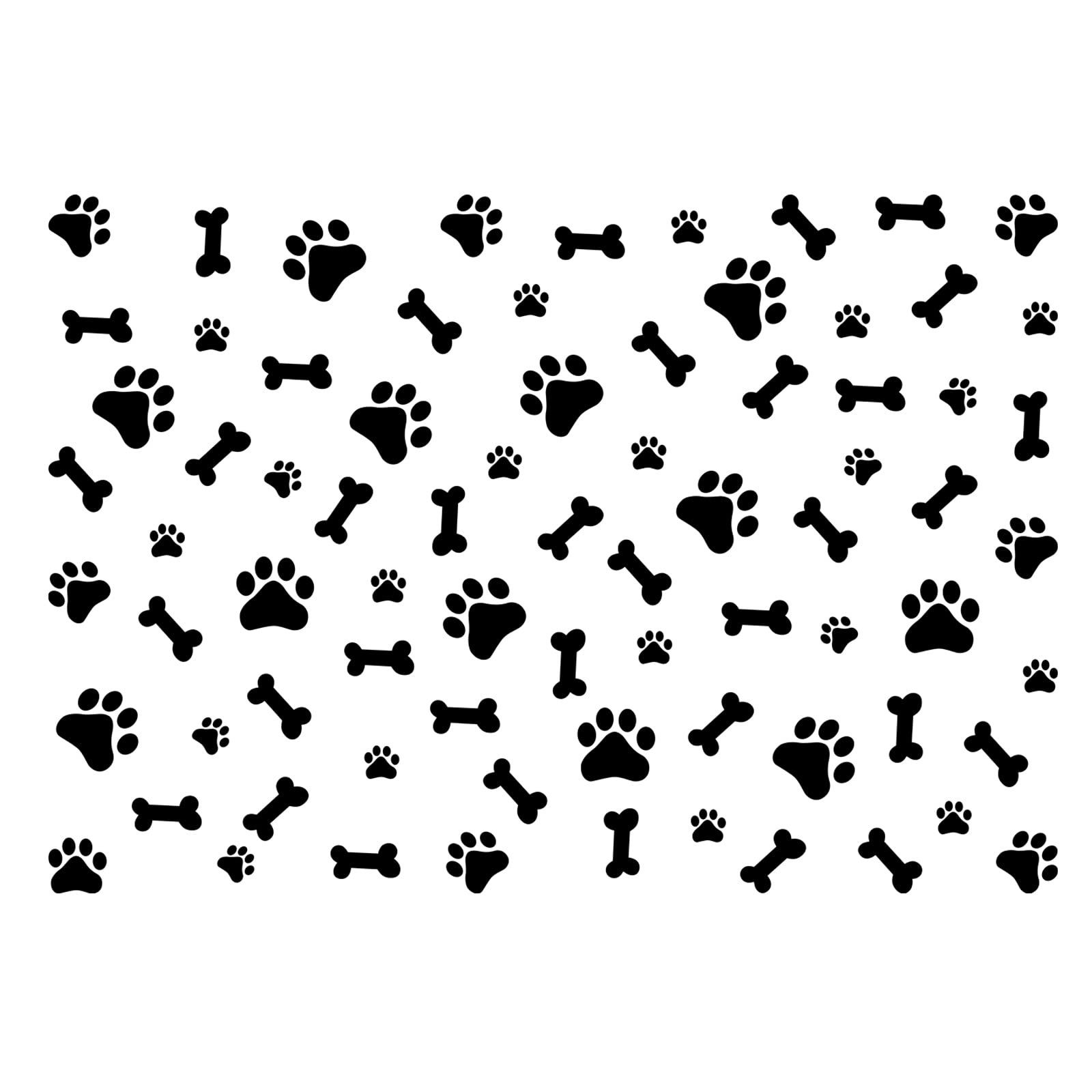 Quanyuchang Set of 76 Dog Decor Stickers: Black Matte Vinyl Dog Paw Decal, Bones, Footprint Stickers for Wall, Glass, Furniture & More
