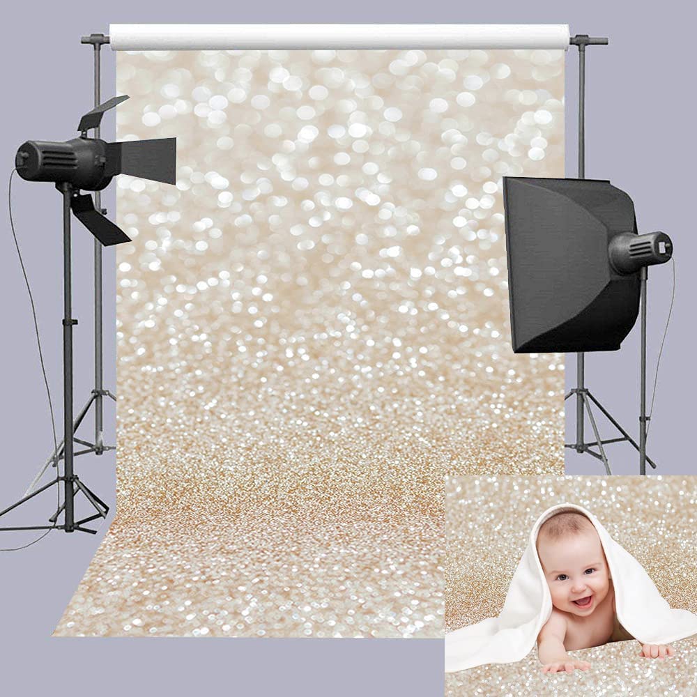 Gold Bokeh Photography Backdrop Golden Spots Shinning Sparkle (Not Glitter) Background Newborn Baby Portrait Photo Studio Photobooth Props (6X8FT)