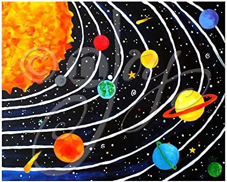 Solar System Art Print for Kids Room - 8x10 inch print, space themed boys decor by nJoyArt