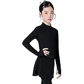Daydance Girl's Ballet Sweater, Girls High Neck Pullover Dance Sweater with Thumb Hold Design