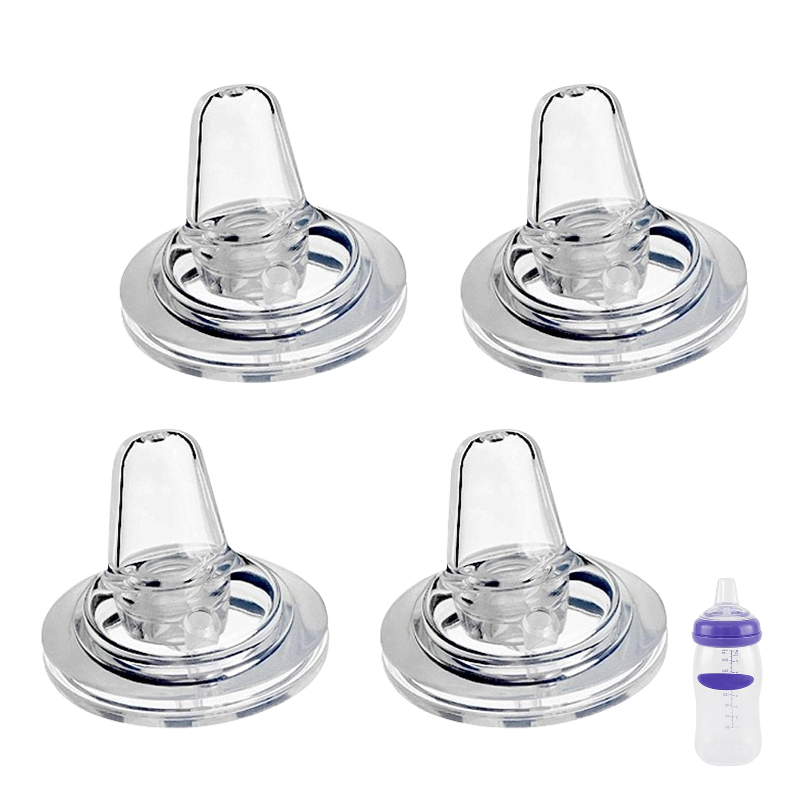 Photo 1 of Sippy Spout Nipples for Lansinoh Baby Bottles, Transition Straw Sippy Cup 100% Food Grade Silicone Soft Nipple, 6m+, Pack of 4