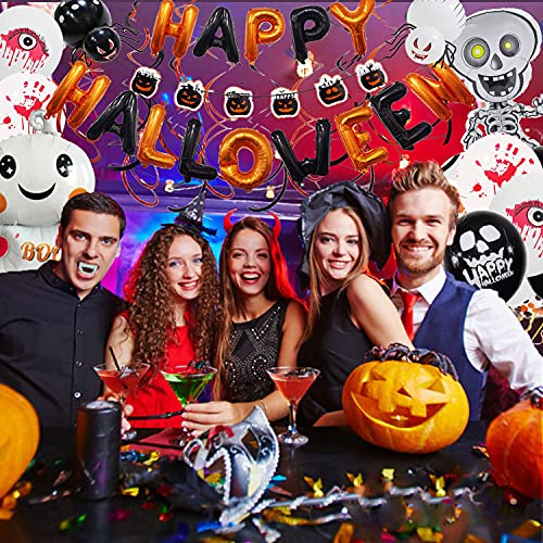Celemela Halloween Luftballons Halloween Deko Set Happy Halloween Dekoration Halloween Girlande Kit für Halloween Party Deko (Schwarz)