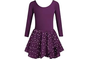 Zaclotre Girls Long Sleeve Dance Dress Glitter Ballet Skirted Leotard Ballerina Outfit