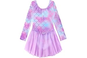 EQSJIU Gymnastics Skirted Leotards for Girls Ballet Tutu Dance Dress Leopard Mermaid Unicorn Gymnastic Skirt