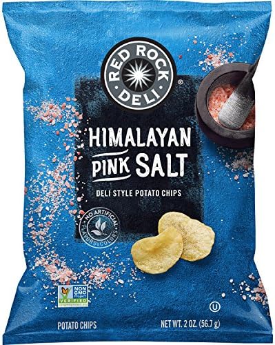 Red Rock Deli Flavored Style Potato Chips, Pink Himalayan Salt, 2 Ounce