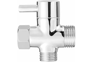 Voolan 3-way G1/2" Shower Head Diverter, Solid Brass Shower Arm Diverter Valve for Hand Held Showerhead and Fixed Spray Head (Chrome Finish)