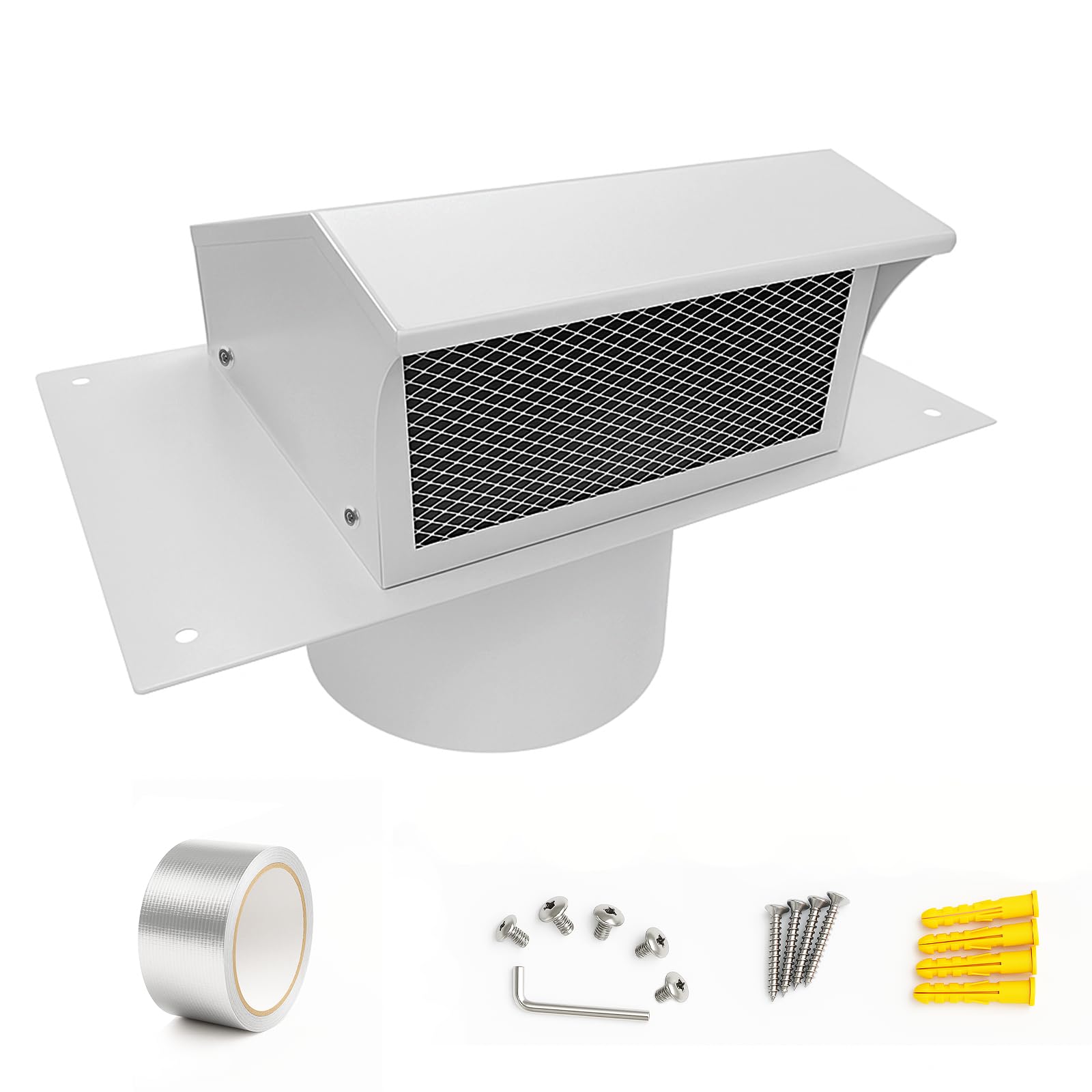 Photo 1 of COOLTOY 8 Inch Dryer Vent Cover Outside, Roof Vent Cap, Wall Vent Cover Outdoor Hooded Wall Vent with Backdraft Damper for Dryer Kitchen Bathroom Range Hood HVAC Duct Vent, Galvanized Steel