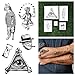 Tattify Line Drawing Temporary Tattoos - Hodgepodge (Complete Set of 10 Tattoos - 2 of each Style) - Individual Styles Available - Fashionable Temporary Tattoos