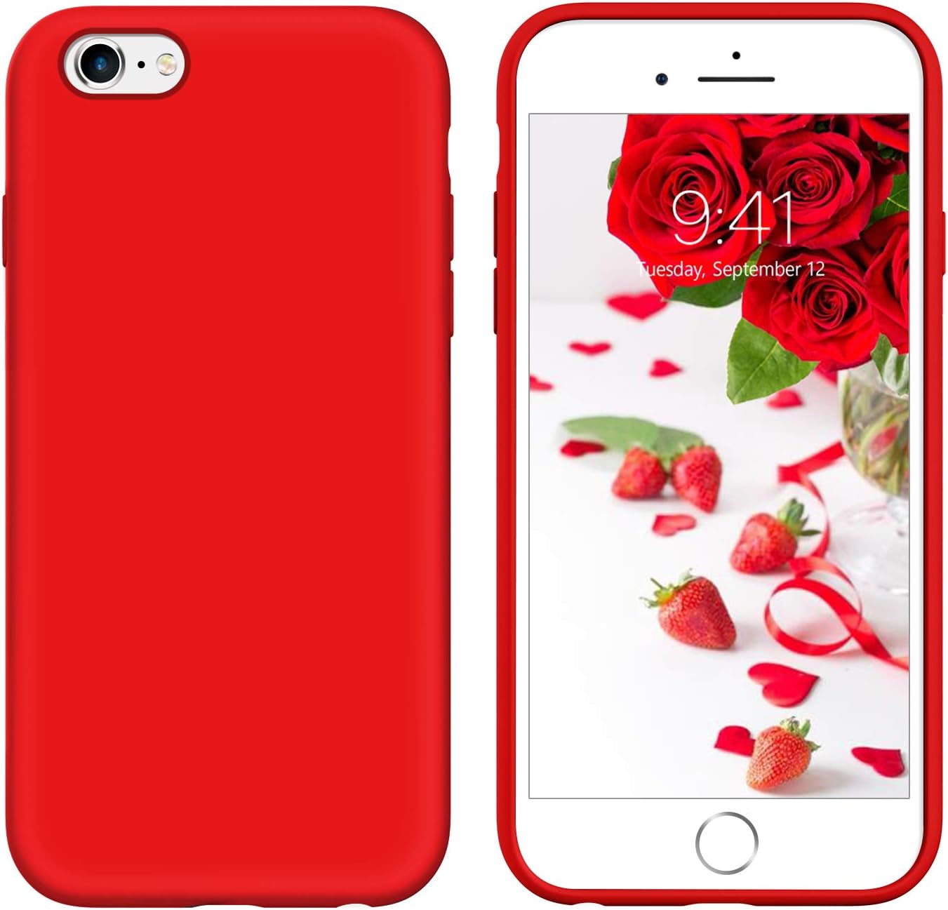 iPhone 6s Plus Case iPhone 6 Plus Case 5.5-inch Liquid Silicone GUAGUA Soft Gel Rubber Slim Lightweight Microfiber Lining Cushion Texture Shockproof Protective Phone Case for iPhone 6 Plus/6s Plus Red