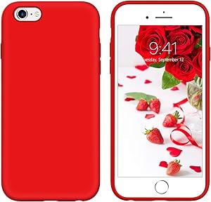 iPhone 6s Plus Case iPhone 6 Plus Case 5.5-inch Liquid Silicone GUAGUA Soft Gel Rubber Slim Lightweight Microfiber Lining Cushion Texture Shockproof Protective Phone Case for iPhone 6 Plus/6s Plus Red